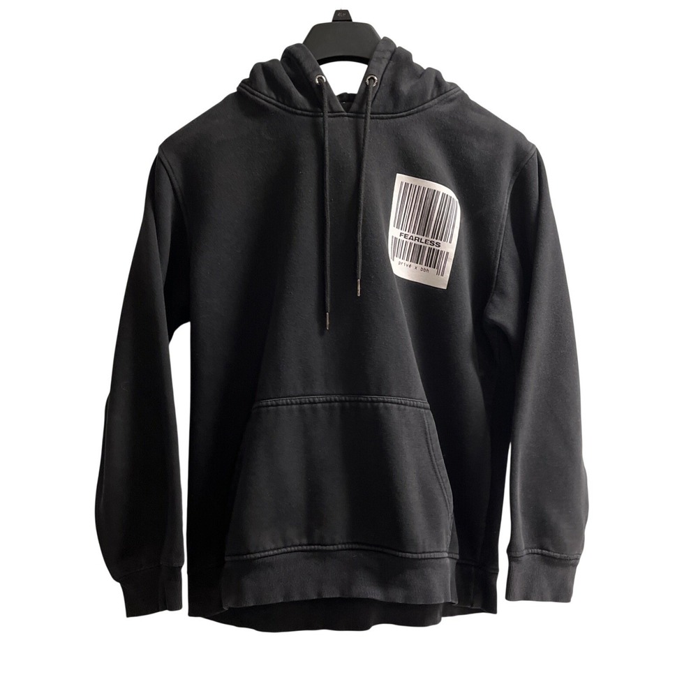 Prive‎ x bbh  Sweatshirt Hoodie Black Fearless Barcode  Pullover Mens XL Casual
